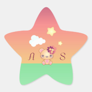 Sticker Étoile Ours de Kawaii