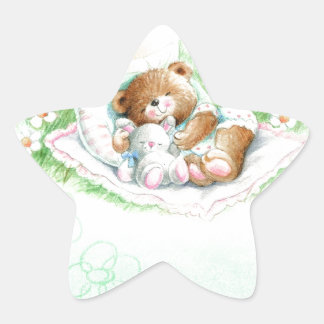Sticker Étoile Ours en peluche mignon pour le baptême, le baptême