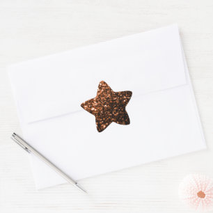 Sticker Étoile Paillettes de cuivre brun orange bronze faux