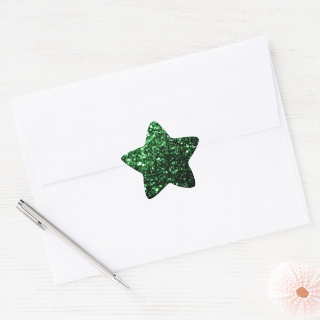 Sticker Étoile Paillettes vert foncé fausses (Enveloppe)