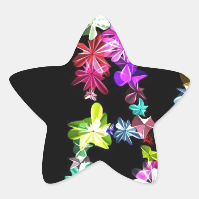 Sticker Étoile "PAIX" dans l'art des fleurs Imprimer (Devant)