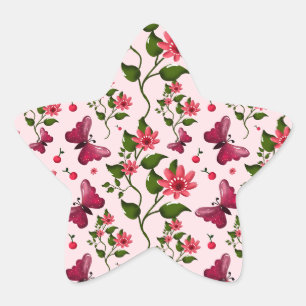Sticker Étoile Papier Floral Papillon Midnight Bloom