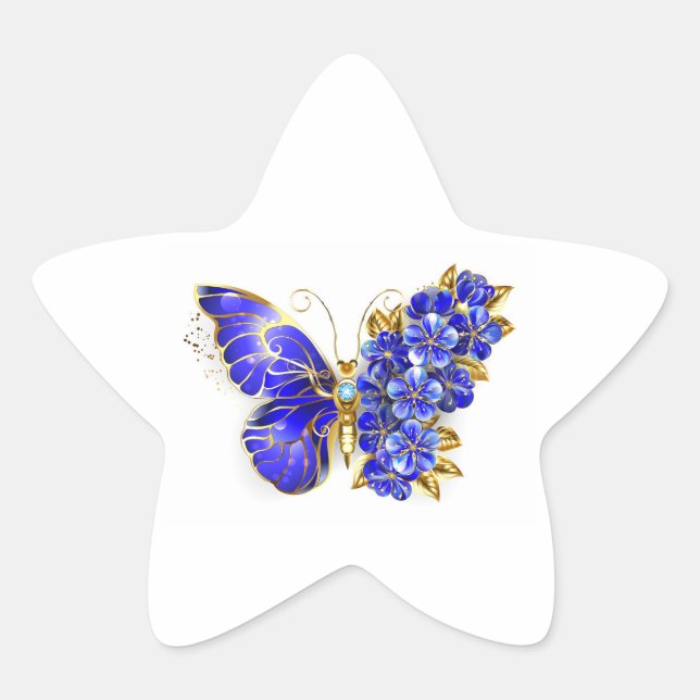 Sticker Étoile Papillon Saphir Fleur (Devant)