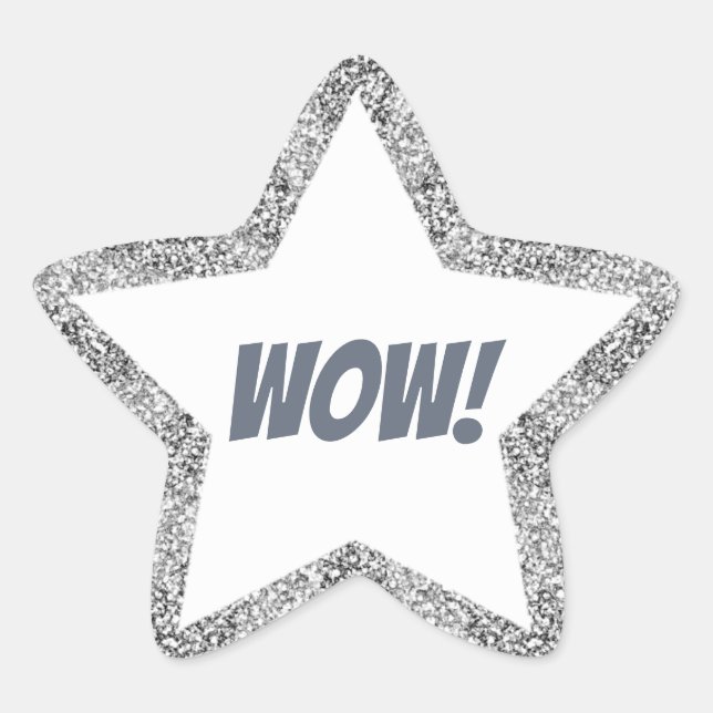 Sticker Étoile Parties scintillant Argent Faux Wow ! Professeur (Devant)