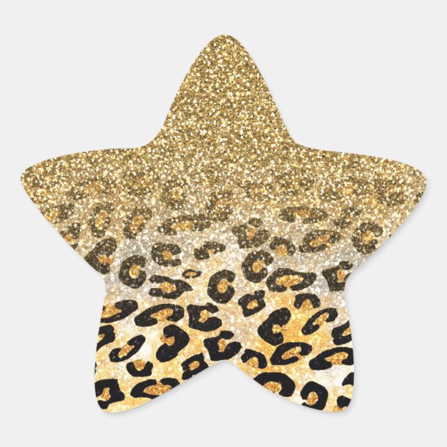 Sticker Étoile Parties scintillant moderne Leopard Motif Gold  Om (Devant)