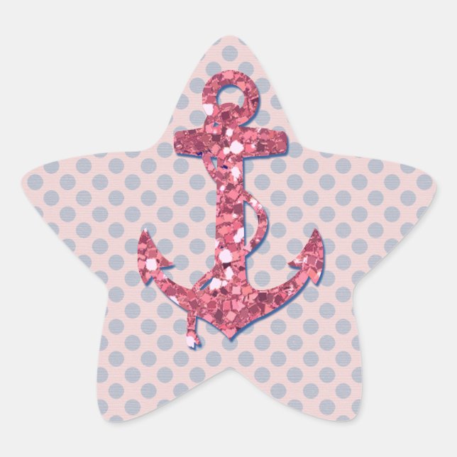 STICKER ÉTOILE PARTIES SCINTILLANT ROSE FILLE ANCRE DOTS MOTIF (Devant)