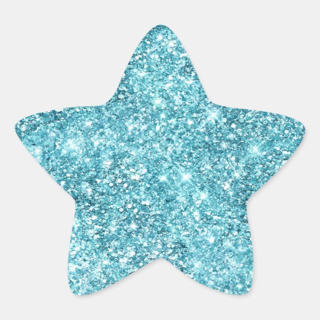 Sticker Étoile Parties scintillant Turquoise Aqua Glitz (Devant)