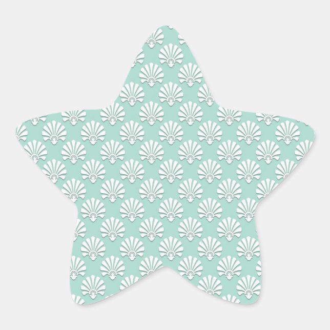 Sticker Étoile Pastel Turquoise vert et blanc Motif (Devant)