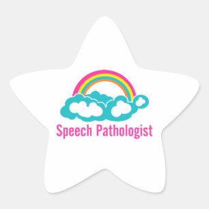Sticker Étoile Pathologiste de l'arc-en-ciel nuageux
