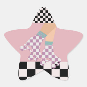 Sticker Étoile Patinage moderne Roller Patinage Girl Art Checks