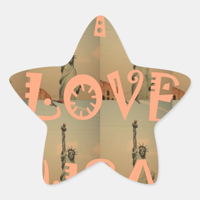 Sticker Étoile Patriotic Pop Art : "I Love USA" Graphisme Art Des (Devant)