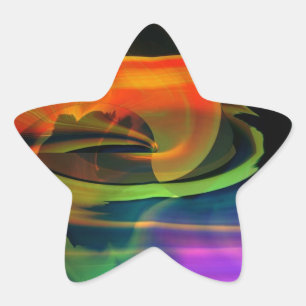 Sticker Étoile Paysage Alien Arc-en-ciel Abstrait