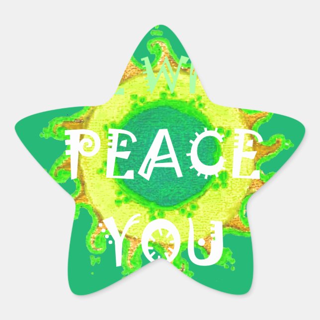 Sticker Étoile Peace Be With You : Inspirant Vert et Jaune (Devant)
