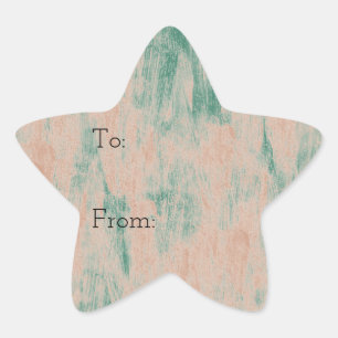 Sticker Étoile Peach Green Abstrait Snowflakes Noël