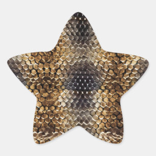 Sticker Étoile Peau de serpent noir Brown or