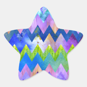 Sticker Étoile Peinture Aquarelle Artsy tendance Chevron Motif