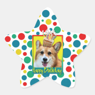 Sticker Étoile Petit gâteau d'anniversaire - corgi - Owen