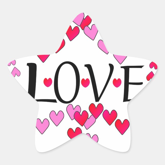 Sticker Étoile Petits coeurs rose rouge AMOUR (Devant)