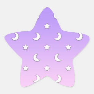 Sticker Étoile Petits motifs d'étoiles et de lunes blanches