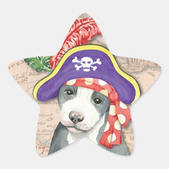 Sticker Étoile Pit Bull Terrier Pirate (Devant)