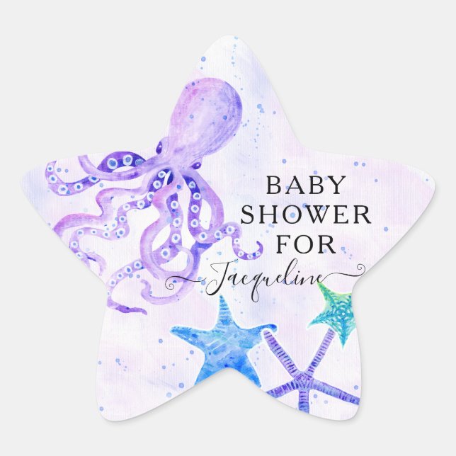 Sticker Étoile Plage Bord de mer Bright Octopus Starfish Baby sho (Devant)