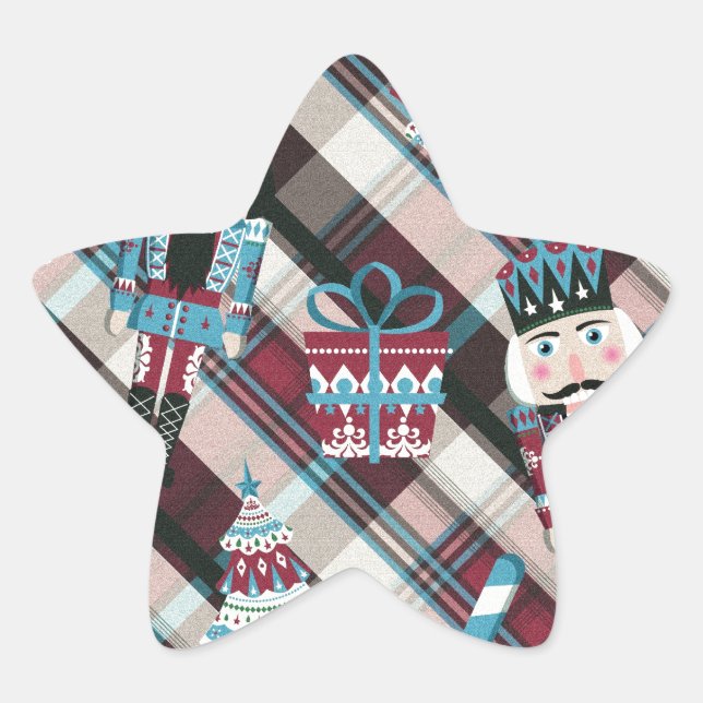 Sticker Étoile Plaid Blue Burgundy (Devant)