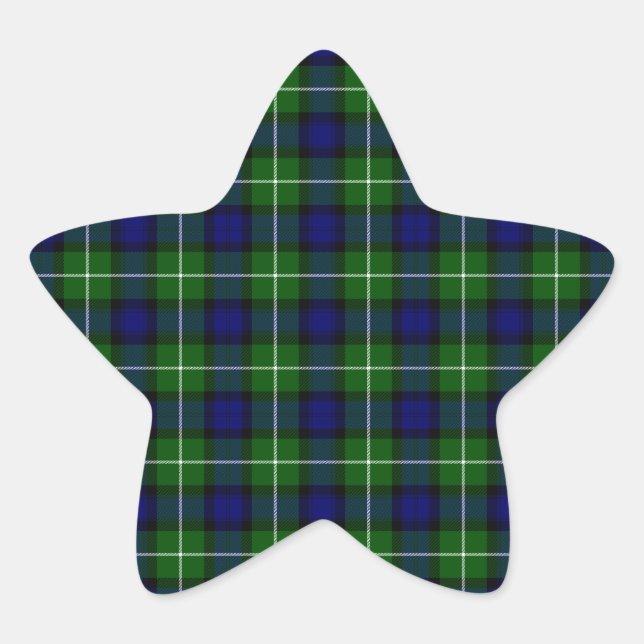 Sticker Étoile Plaid vert bleu Lamont tartan (Devant)