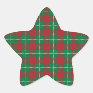 Sticker Étoile Plaid vert et rouge