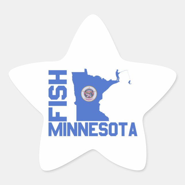 Sticker Étoile Plan de l'État du Minnesota de Poisson (Devant)