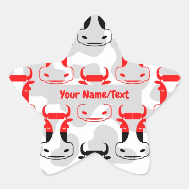 Sticker Étoile Plaque personnalisée Funny Moody Cows Motif (Devant)