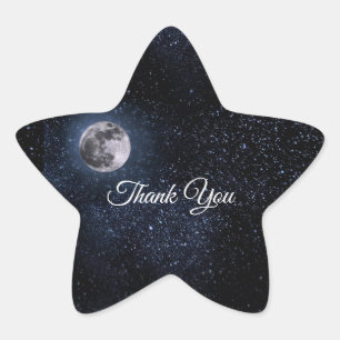 Sticker Étoile Pleine Lune Astrologie Étoiles Céleste Bleu Blanc 
