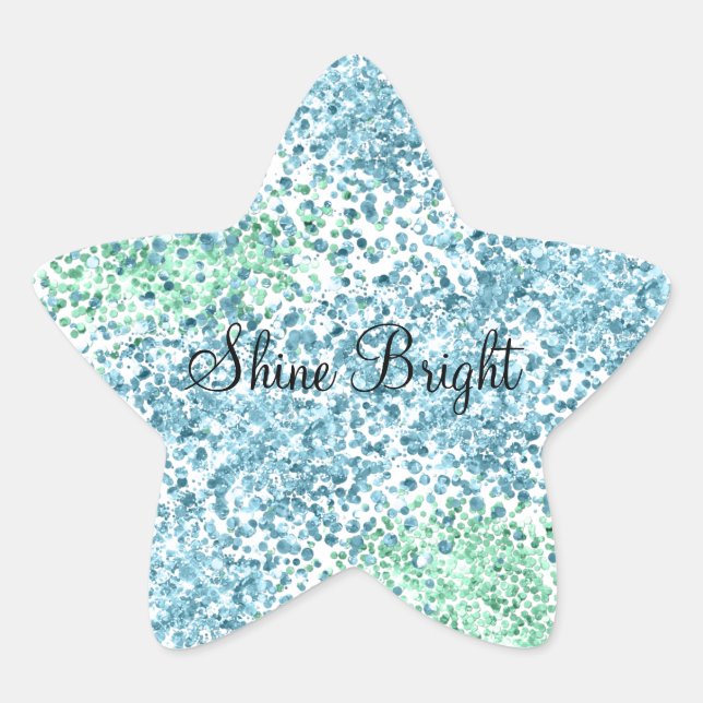 Sticker Étoile Point vert Mint Aqua Blue Sparkhe Dots Glitz (Devant)