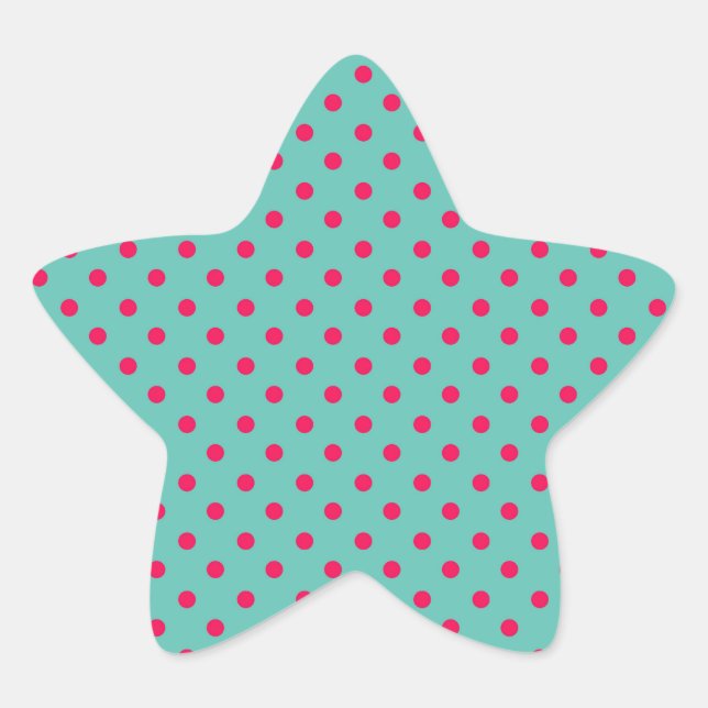 Sticker Étoile Points roses profonds sur Aqua Blue (Devant)