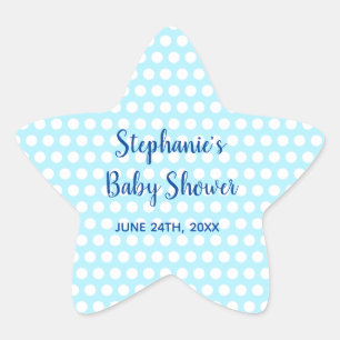 Sticker Étoile Pois blanc Turquoise Blue Girl Baby shower garçon