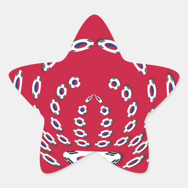Sticker Étoile Pois du drapeau sud-coréen : une torsion florale (Devant)