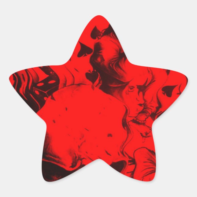 Sticker Étoile Portraits de musiciens de pop dans Vibrant rouge c (Devant)