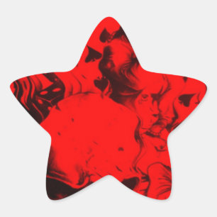 Sticker Étoile Portraits de musiciens de pop dans Vibrant rouge c