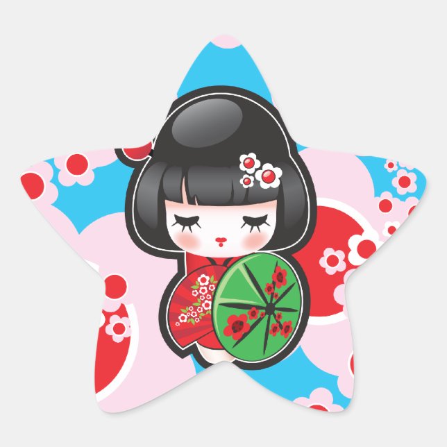 Sticker Étoile Poupée Kawaii Kokeshi (Devant)
