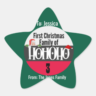 Sticker Étoile Premier Noël Ho Ho Ho Famille de personnalisation