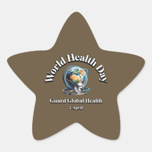 Sticker Étoile Protégez la santé mondiale. Journée mondiale de la