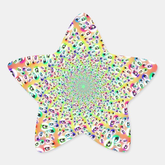 Sticker Étoile Psychédélique Rainbow Eyes Mandala (Devant)