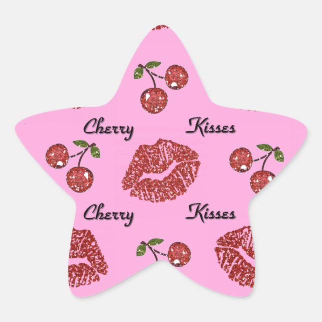 Sticker Étoile RAB Rockabilly Baisers de Cerise sur Rose (Devant)