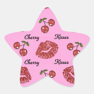Sticker Étoile RAB Rockabilly Baisers de Cerise sur Rose