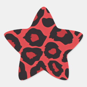 Sticker Étoile RAB Rockabilly Imprimé Léopard Rouge Noir