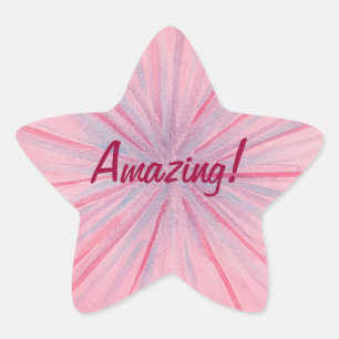 Sticker Étoile Rais roses et bleus sur l'autocollant