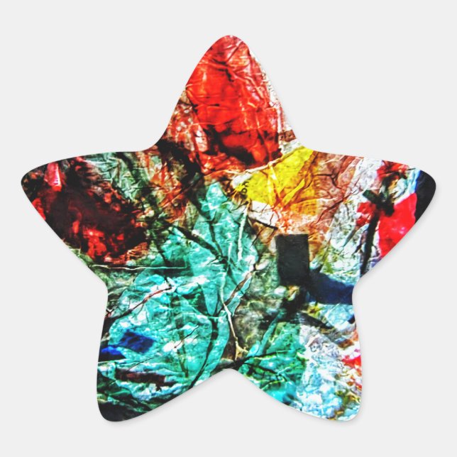 Sticker Étoile Recyclé plastique abstrait étoile bleue autocollan (Devant)