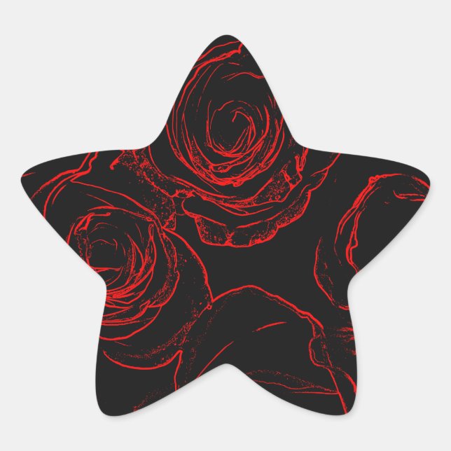 Sticker Étoile Red Roses Arrière - plan noir (Devant)