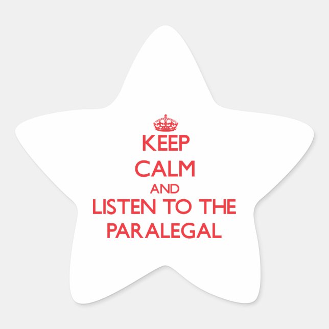 Sticker Étoile Restez calme et écoutez le Paralegal (Devant)