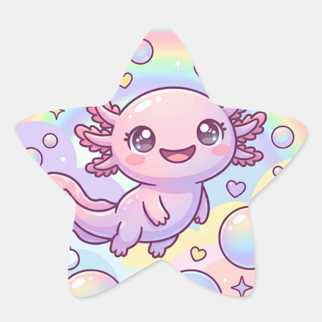 Sticker Étoile Rêves de Axolotl Arc-en-Ciel (Devant)