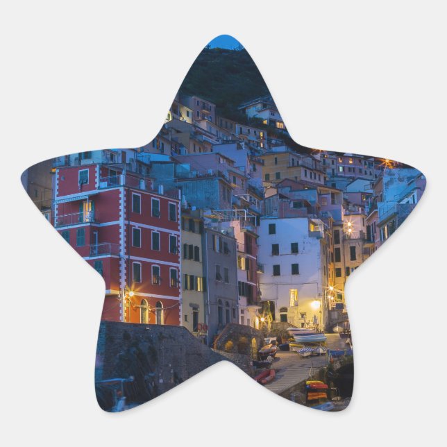 Sticker Étoile Riomaggiore la nuit Cinque Terre Ligurie Italie (Devant)